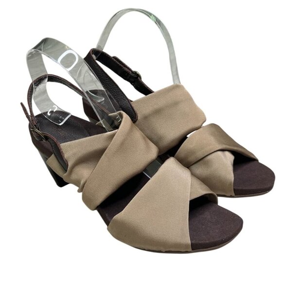 Aetrex - Essence™ Jamie Double Band Stretch Heel Sandal in Tan |Taupe Color| 9W - Picture 2 of 13
